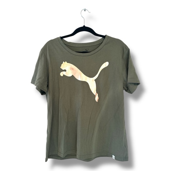 Puma Olive Green Appliqué Graphic Tee - Picture 1 of 8